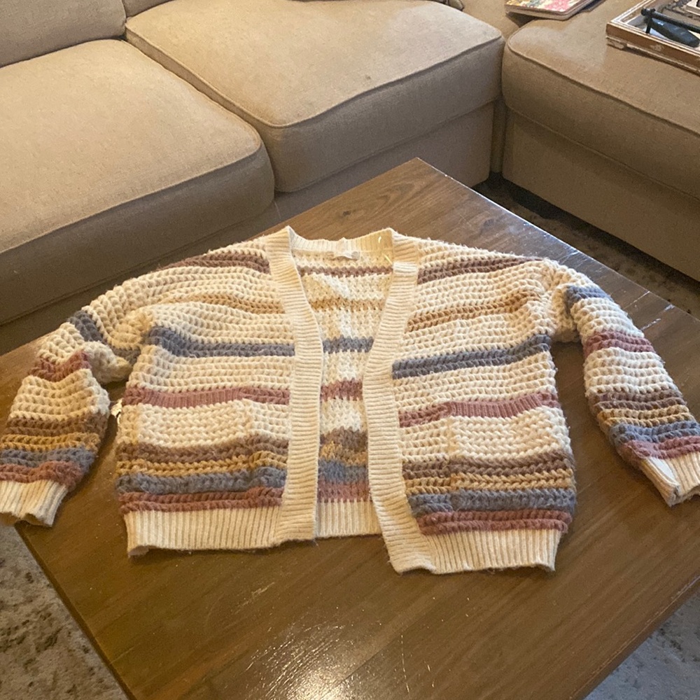Multi striped Altar’d State open cardigan.